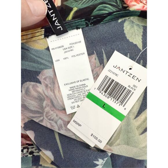 Jantzen Womens Black Floral Isn't It Romantic Kimono Swim Cover Up Large NWT - Picture 6 of 6